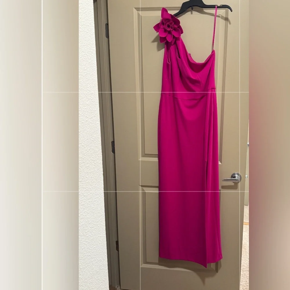 Xscape Pink One Shoulder Gown Asymmetrical Sleeveless - Picture 2 of 7